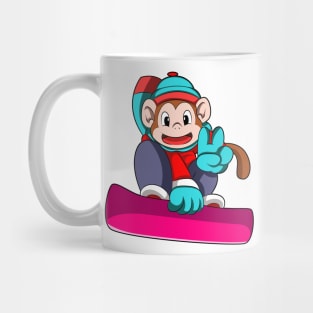 Monkey at Snowboarding with Snowboard Mug